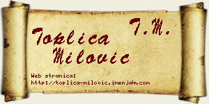 Toplica Milović vizit kartica